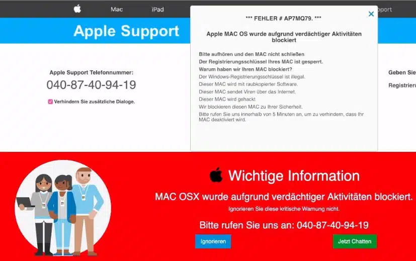 Faux support technique Apple sur Mac