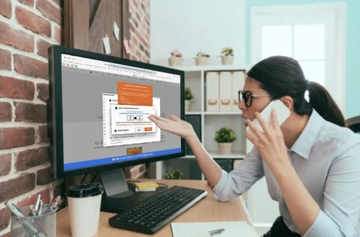Exemple arnaque faux support Apple capture écran