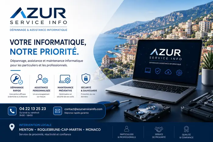 Technicien AZURSERVICEINFO en intervention à Menton