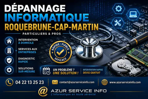 Un ordinateur portable avec un stéthoscope, symbolisant l'informatique à Roquebrune-Cap-Martin avec Azurserviceinfo